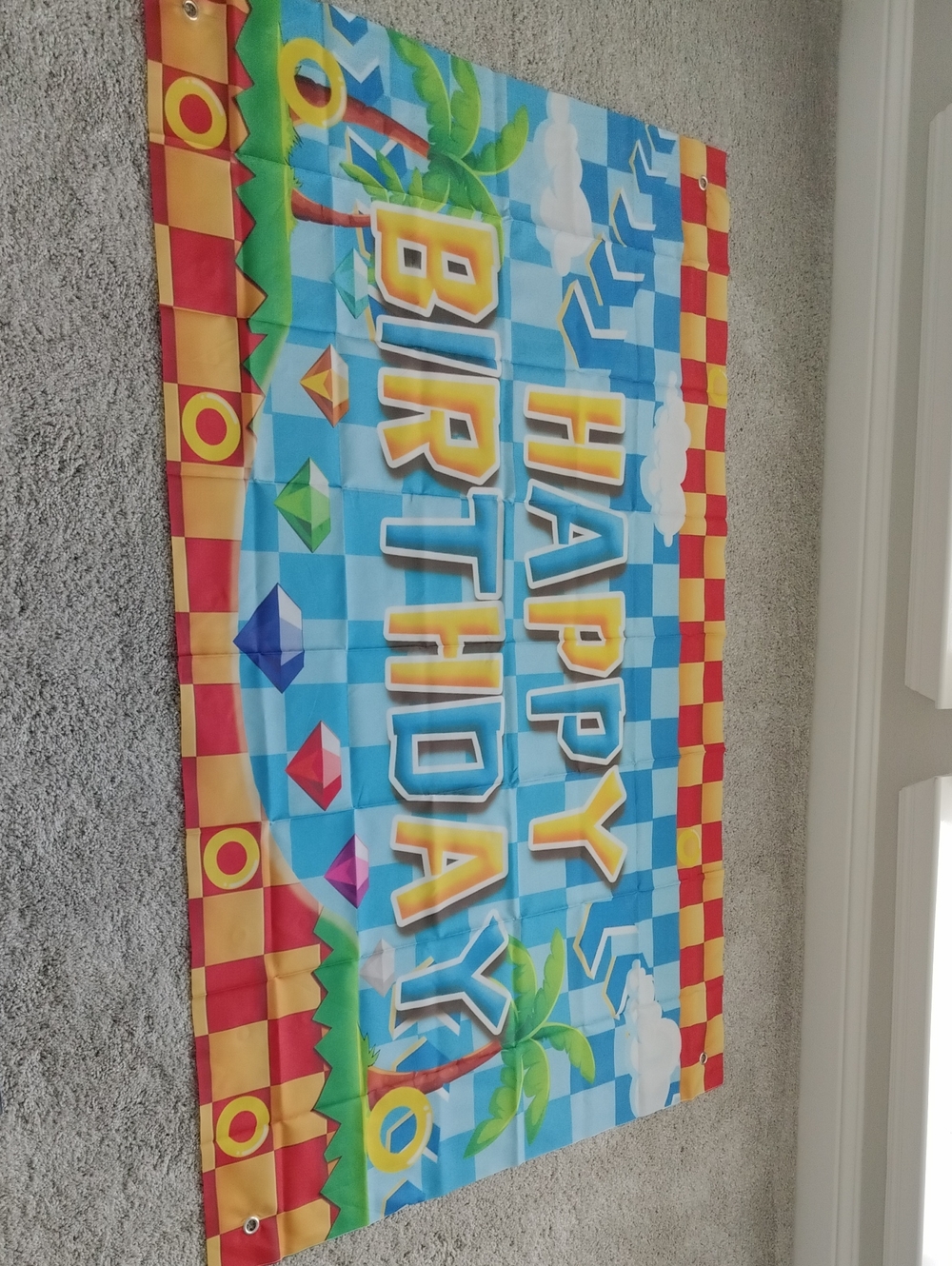Bright 'Happy Birthday' Party Banner - Blue, Yellow, Red With Ribbon To Hang